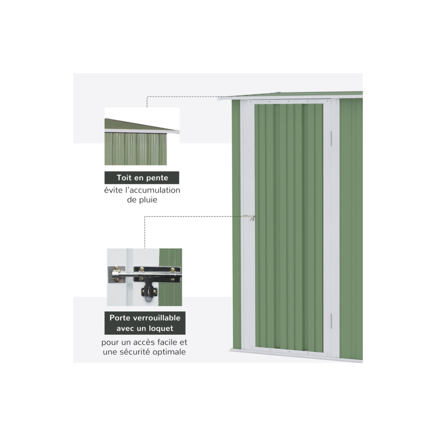 Casetta da giardino 1,2 m² – Cabanon Compact avec Porte Verrouillable - Miniature 3