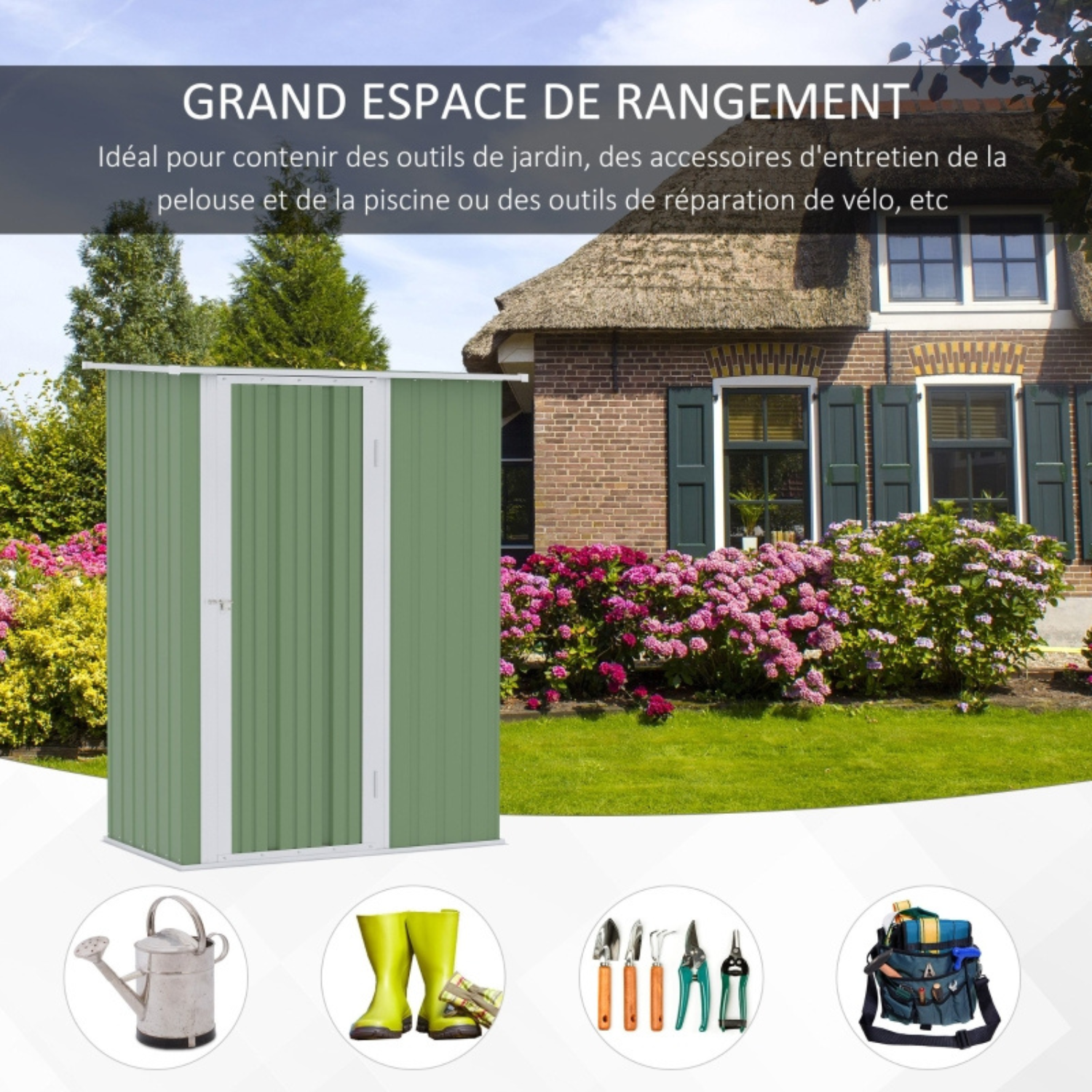 Casetta da giardino 1,2 m² – Cabanon Compact avec Porte Verrouillable - Miniature 2