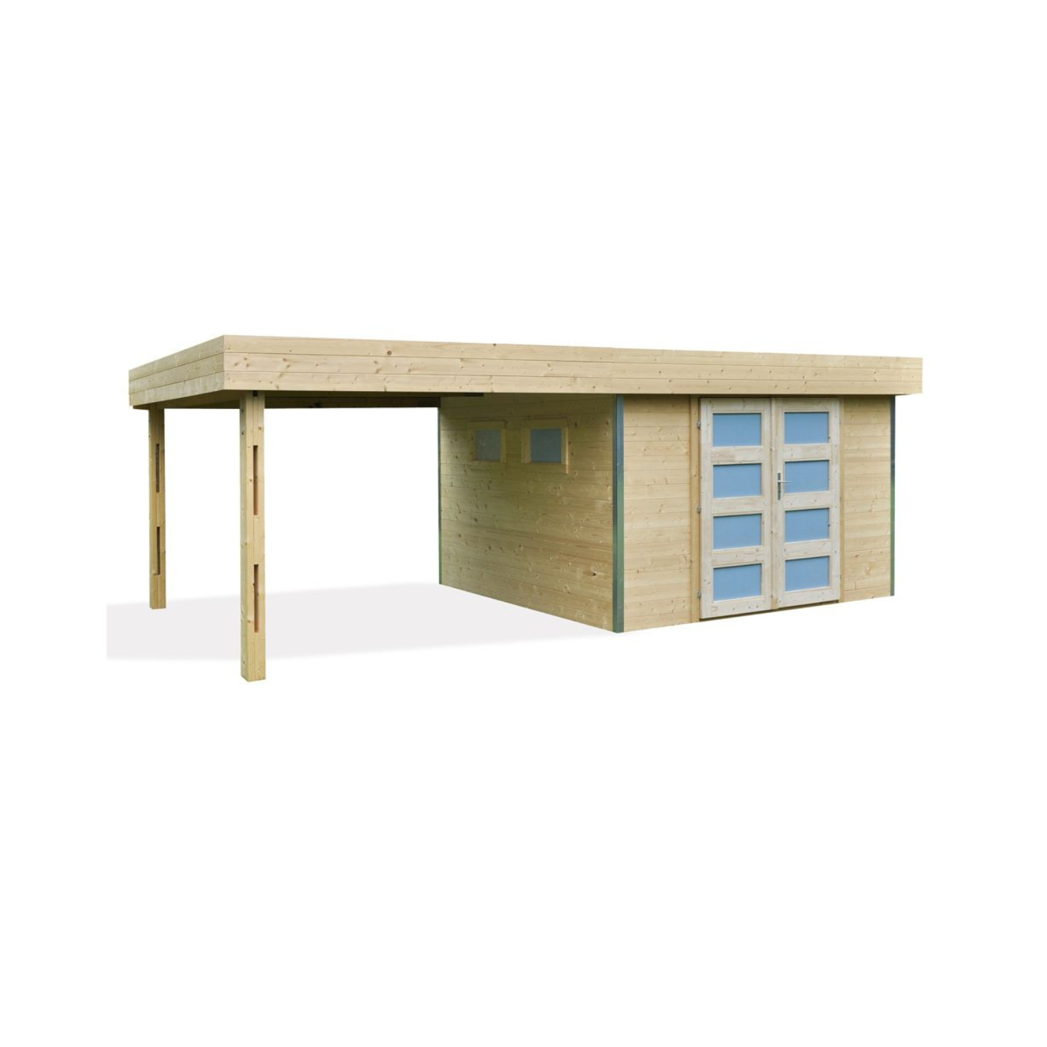 Casetta da giardino en Bois à Toit Plat avec Auvent – Élégance et Polyvalence - Miniature 3