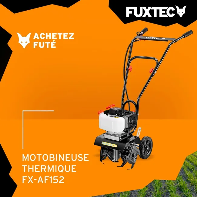 FUXTEC FX-AF152 Fraiseuse agricole, motoculteur - moteur 2 temps et largeur 23 cm, 51,6 ccm, profondeur de fraisage 70mm - seulement 14kg - Miniature 4