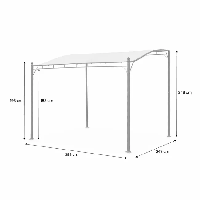 Pergola adossée 3x2.5m - Brestum - Toile beige - Pergola murale BRESTUM 3X2,5M - Miniature 2